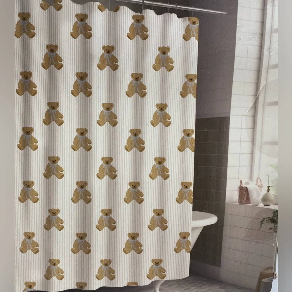 Layla 🧸 Teddy Bear Shower Curtain 72x72”Easy clean & Durable New